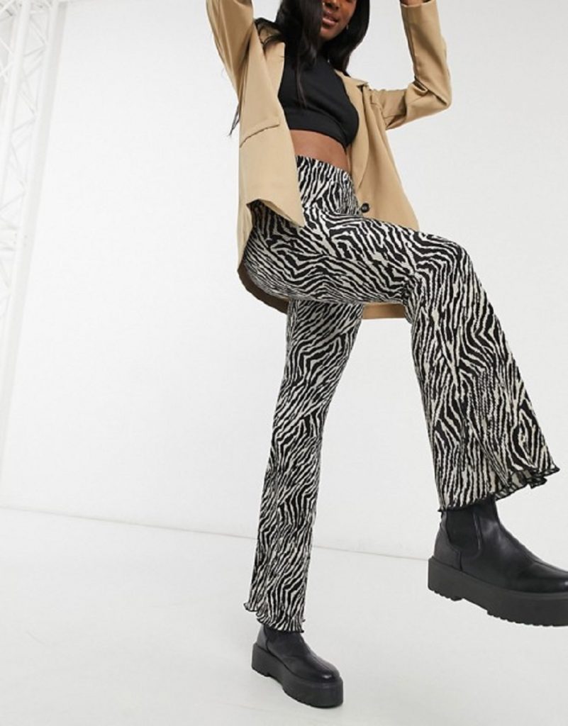Topshop - Pantaloni plissé con stampa zebrata