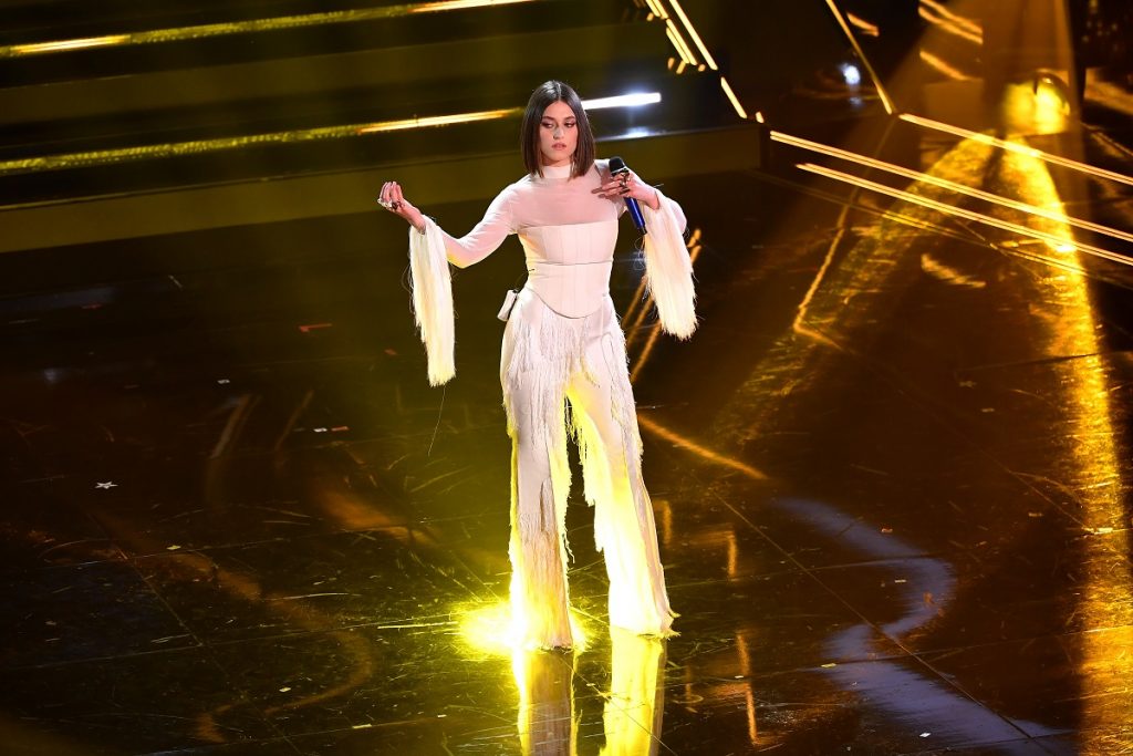 Gaia Gozzi è sul palco del 71 ° Festival di Sanremo 2021 al Teatro Ariston il 03 marzo 2021 a Sanremo, Italia