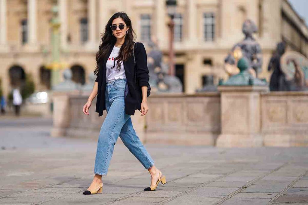 jeans blazer slingback