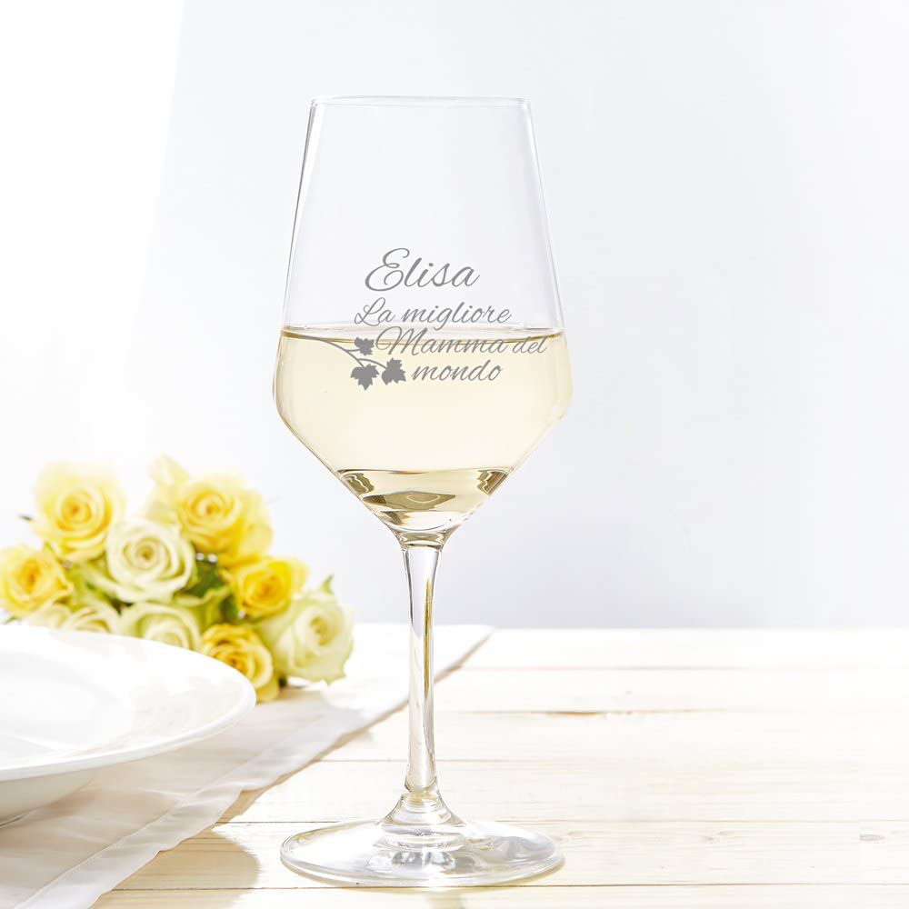 bicchiere di vino con incisione