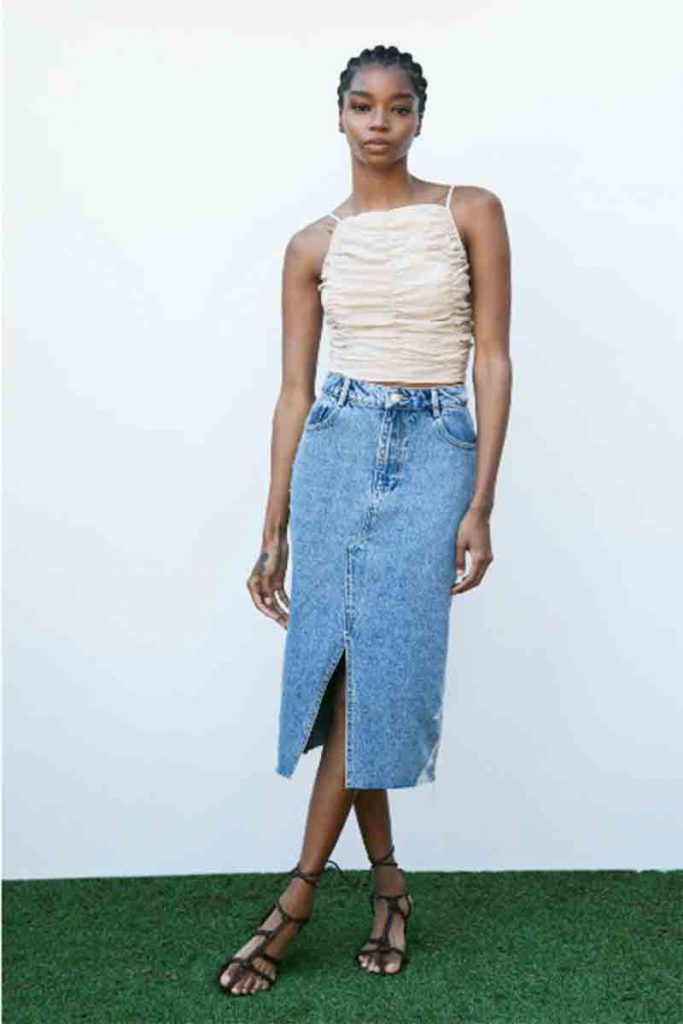 gonna midi jeans zara