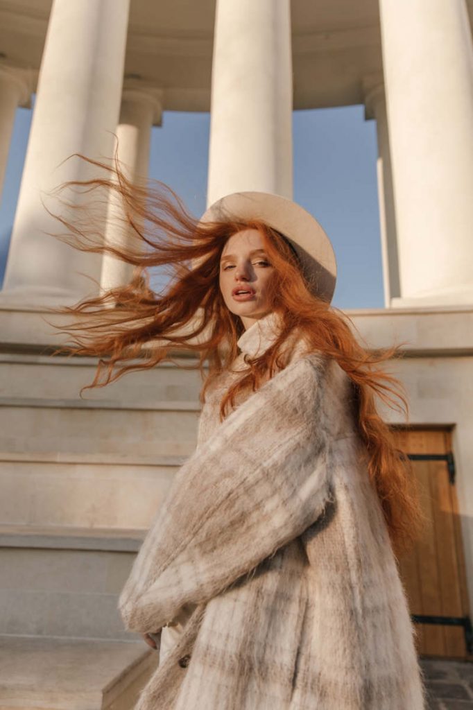 Cappotto a quadri beige chiaro