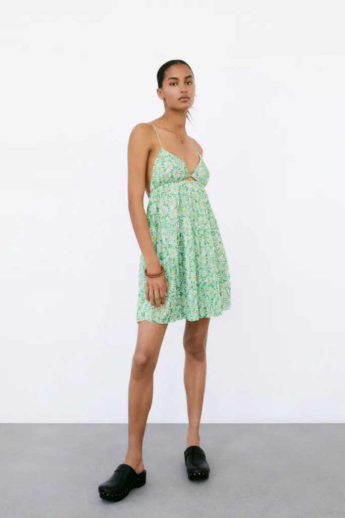Vestito verde a fiori Zara