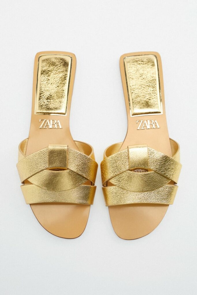 ciabatte basse incrocio dorato Zara - ciabatte e sandali estivi 2022