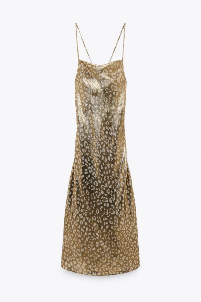 vestito midi zara satinato oro