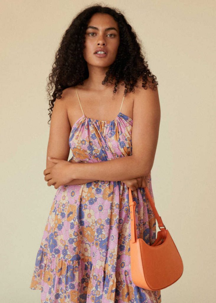 Borsa baguette color pesca Mango