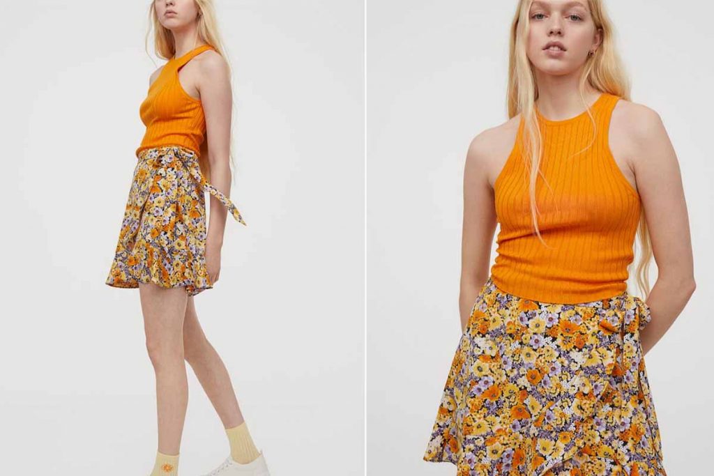 gonna a fiori con volant H&M
