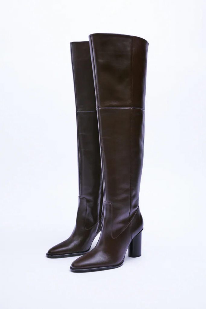 Stivali alti in pelle Zara