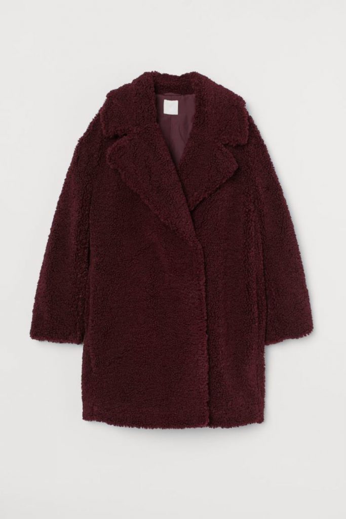 Cappotto peloso bordeaux H&M