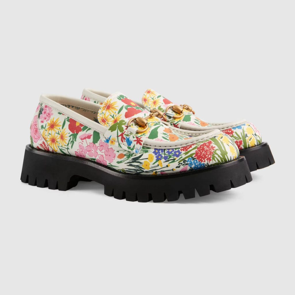 Mocassini Gucci con plateau fiorati