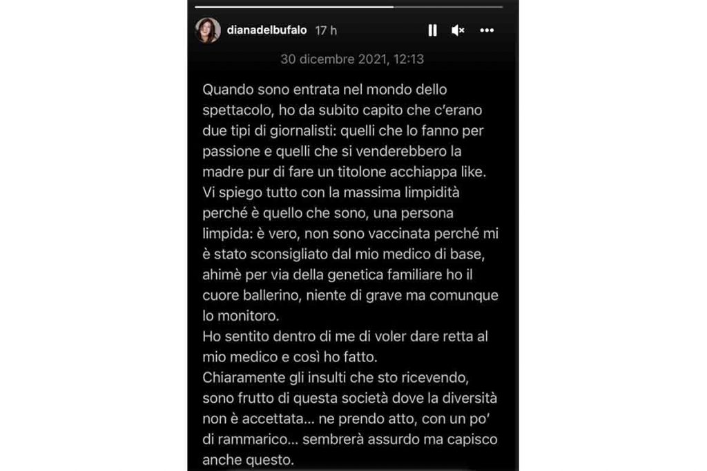 Storia Instagram di Diana Del Bufalo
