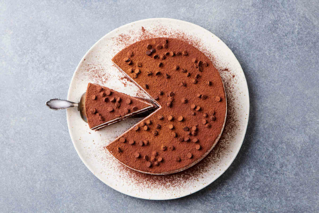 torta cheesecake al cioccolato per il menu del cenone di capodanno