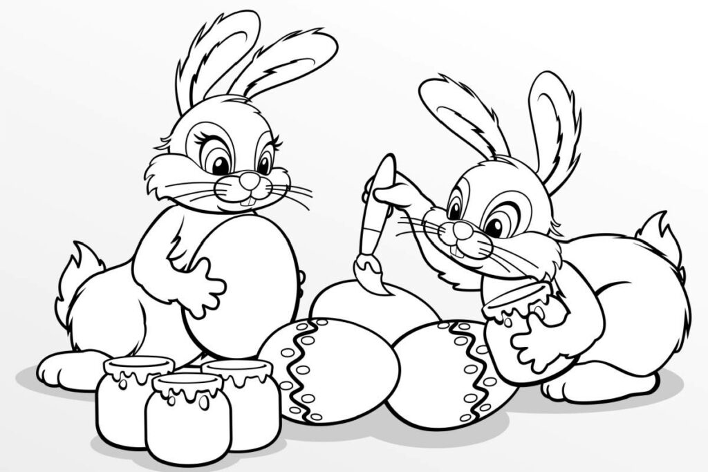 disegni di pasqua da stampare e colorare: coniglietti pasquali
