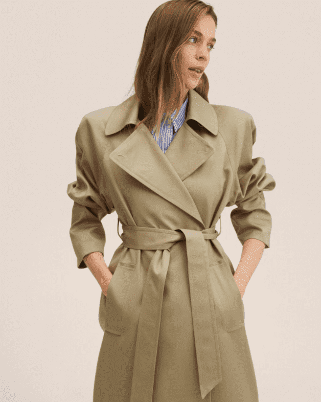 Trench Mango color Kaki, tendenze primavera-estate 2022