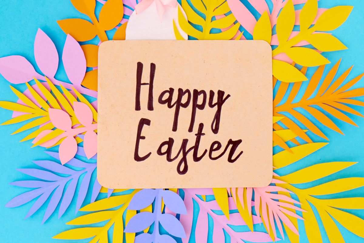 immagine con scritta "Happy Easter"
