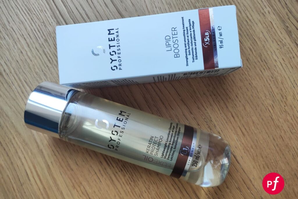 shampoo alla cheratina system professional su tavolo