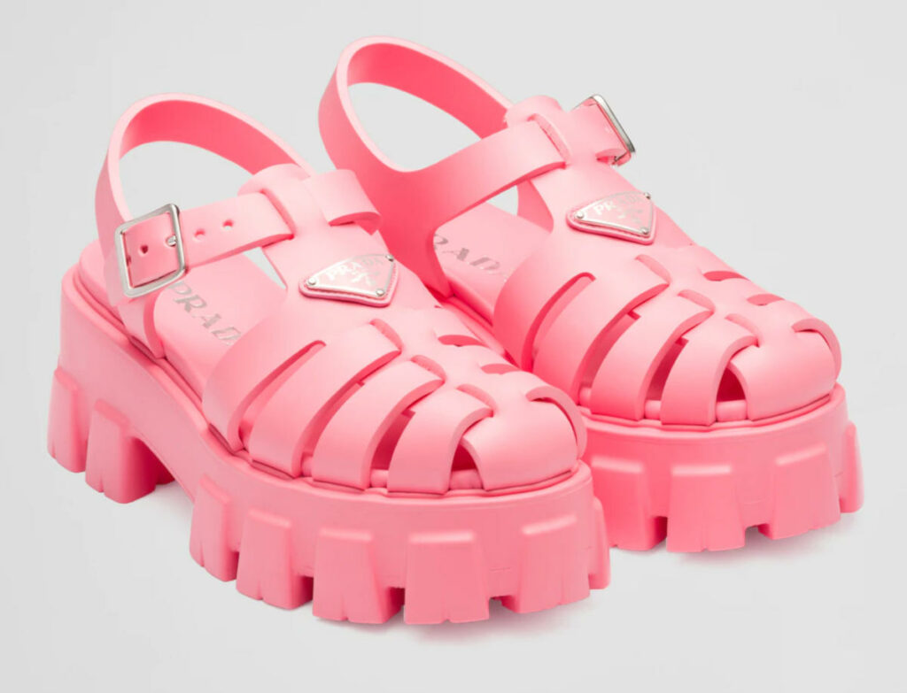 Sandali in plastica rosa Prada