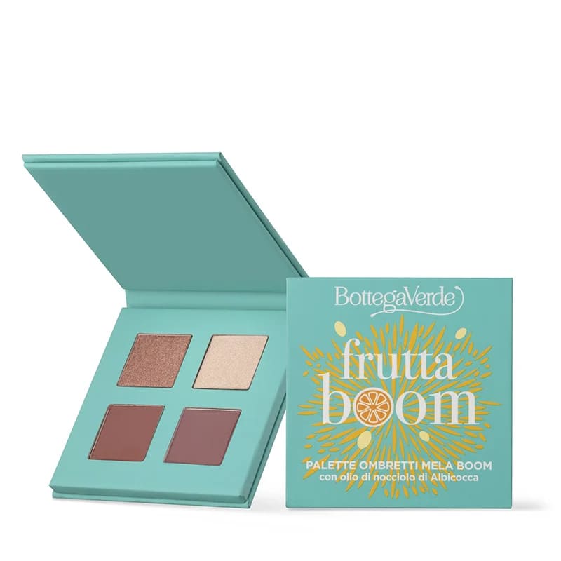 palette ombretti luminosi di Bottega Verde su sfondo bianco