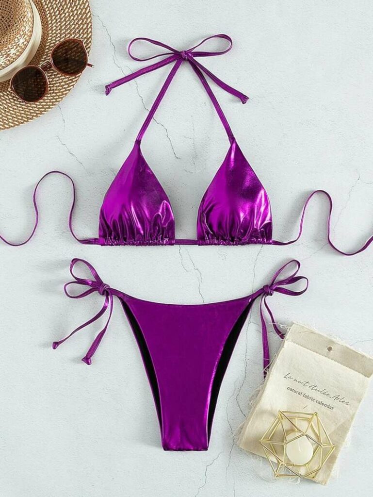 Bikini viola metallizzato Shein