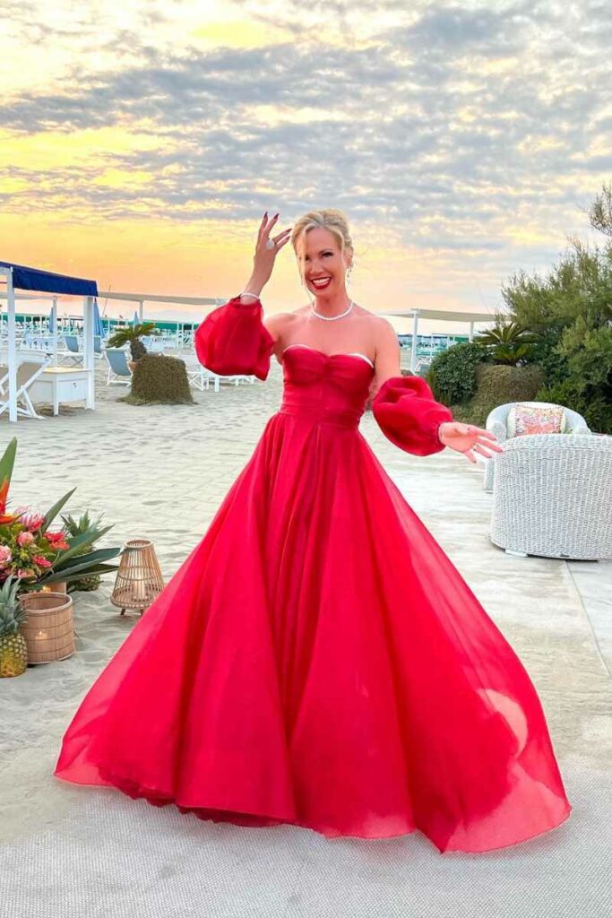 Federica Panicucci vestito rosso lungo
