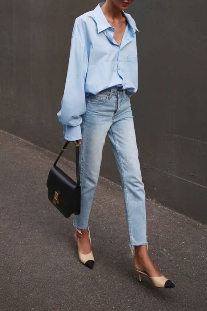 Outfit camicia oversize e jeans