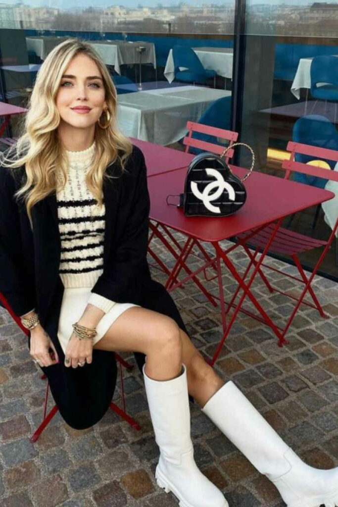 Chiara ferragni stivali platform bianchi