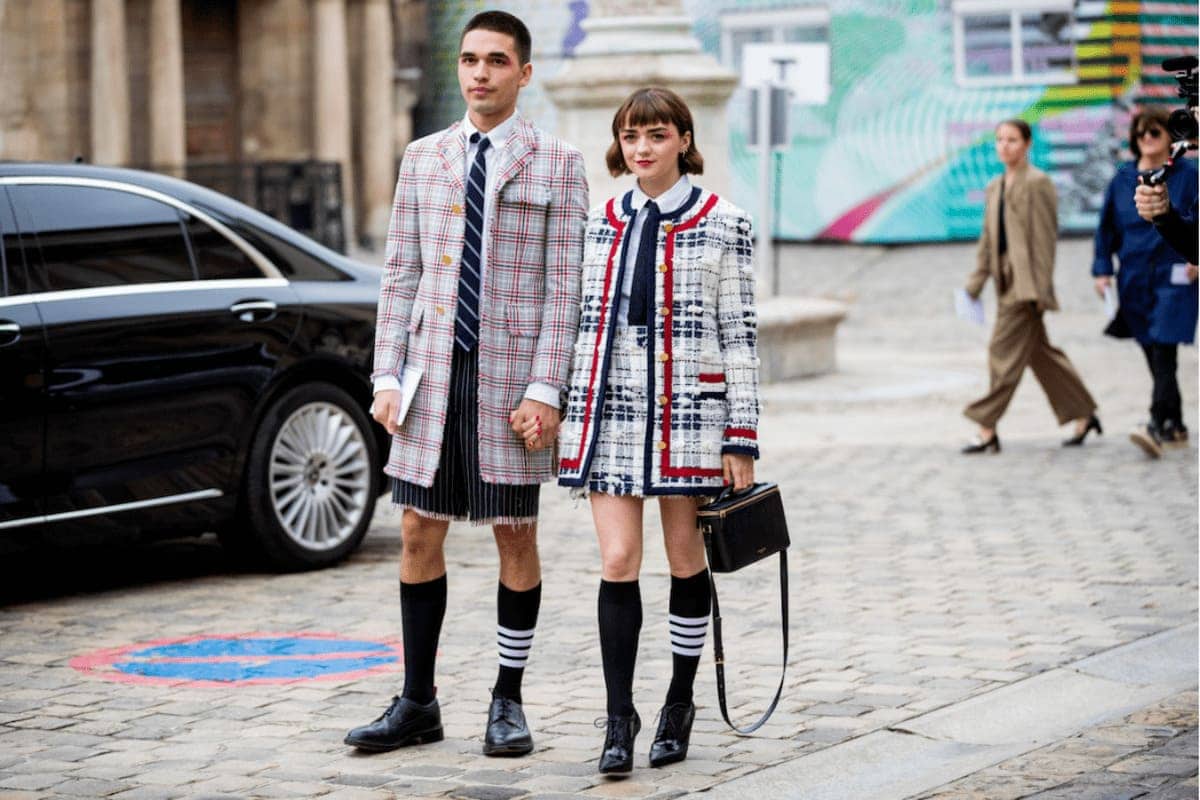 Reuben Selby Maisie Williams tartan tweed stile college