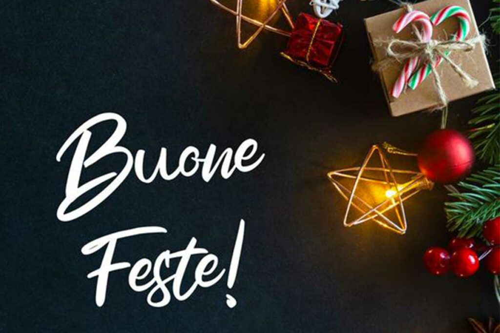 immagine buone feste con addobbi 