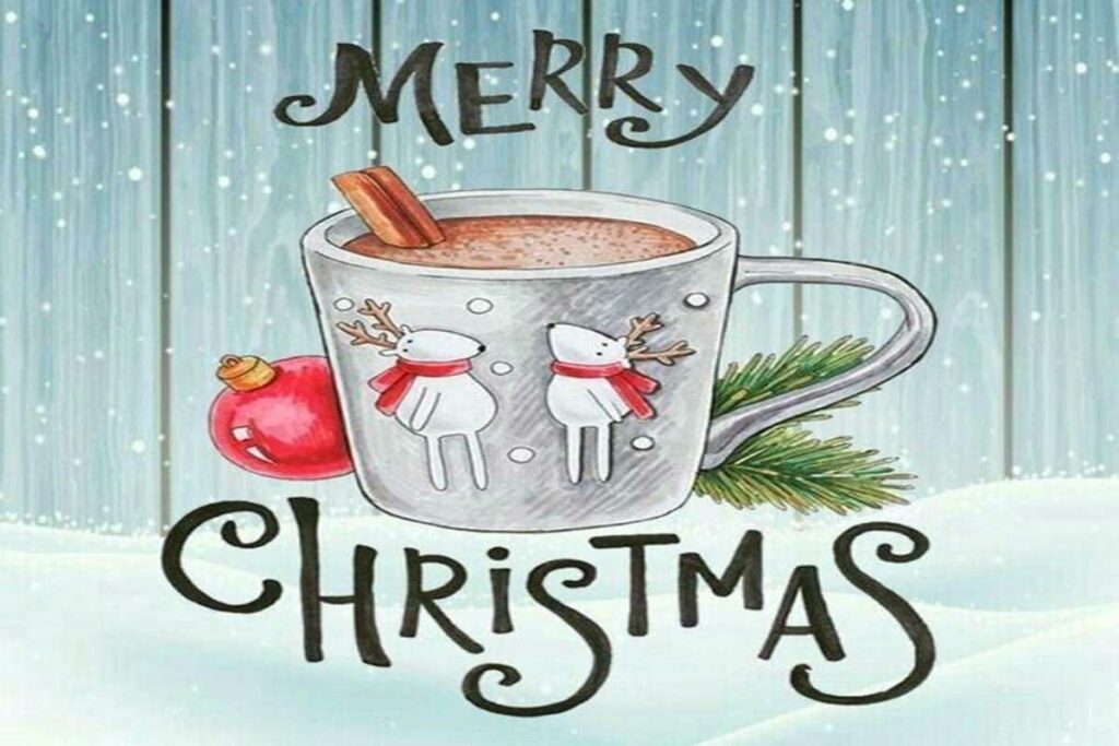 immagine con tazza di cioccolata e merry chritmas