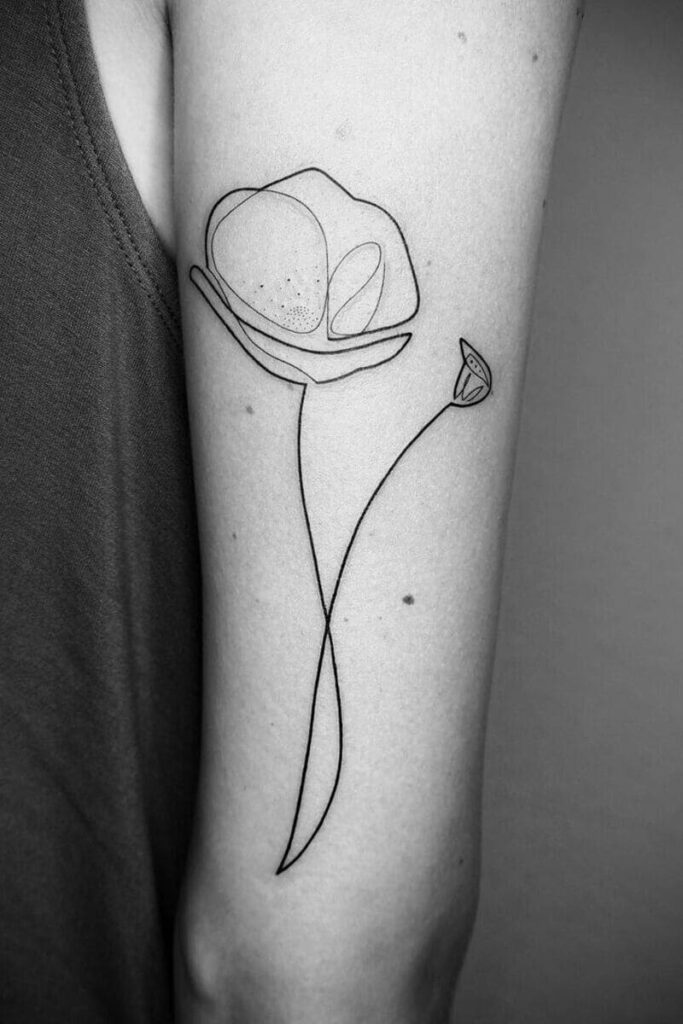 tatuaggio in stile Line Art/One Line tattoos soggetto floreale del tatuatore Mo Ganji