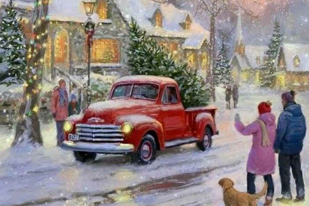 paesaggio natalizio immagine vintage