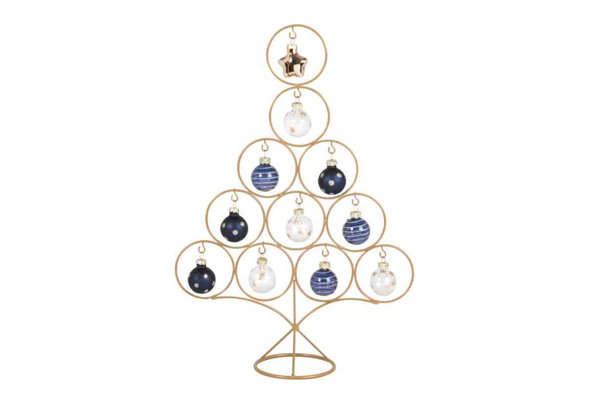 Albero in metallo con palline bianche e blu Maisons du Monde 