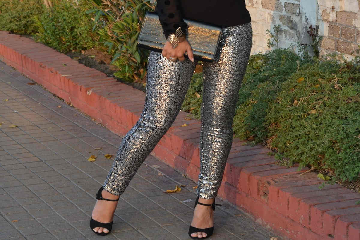 leggings glitterati per Capodanno