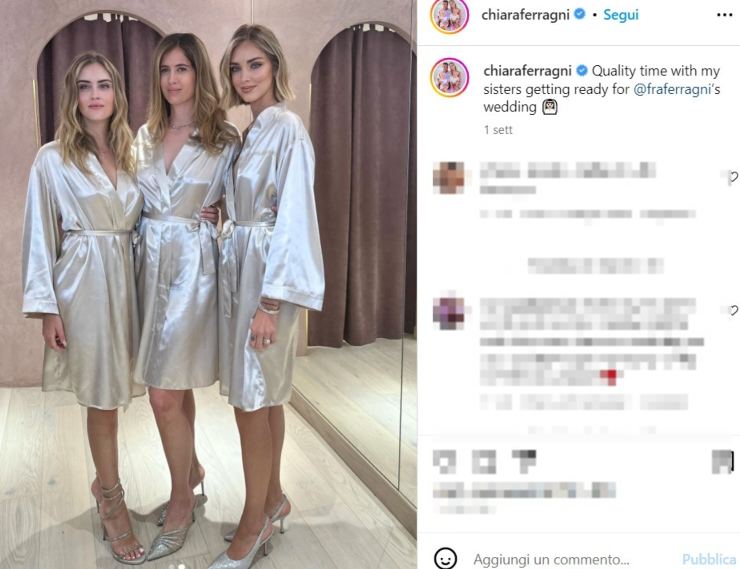 Chiara Ferragni damigella al matrimonio della sorella Francesca