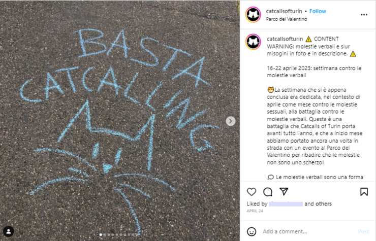 l'iniziativa contro il catcalling