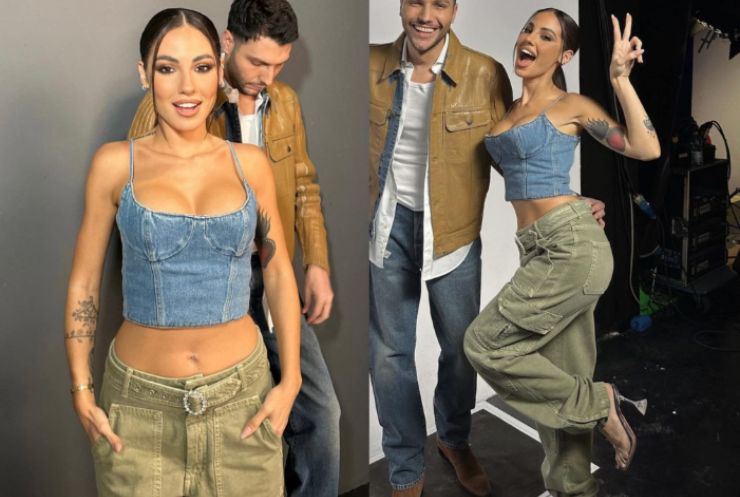 Top in denim, il look di Giulia De Lellis