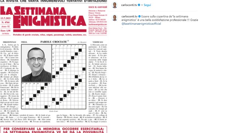 carlo conti settimana enigmistica instagram