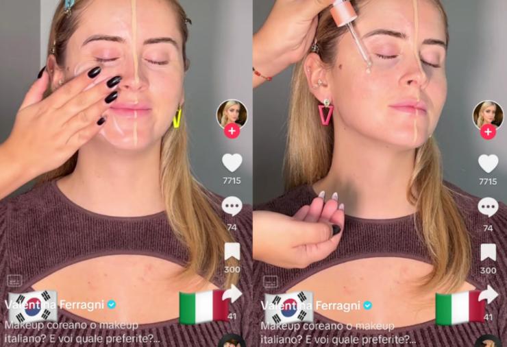 Valentina Ferragni e gli step del make up coreano