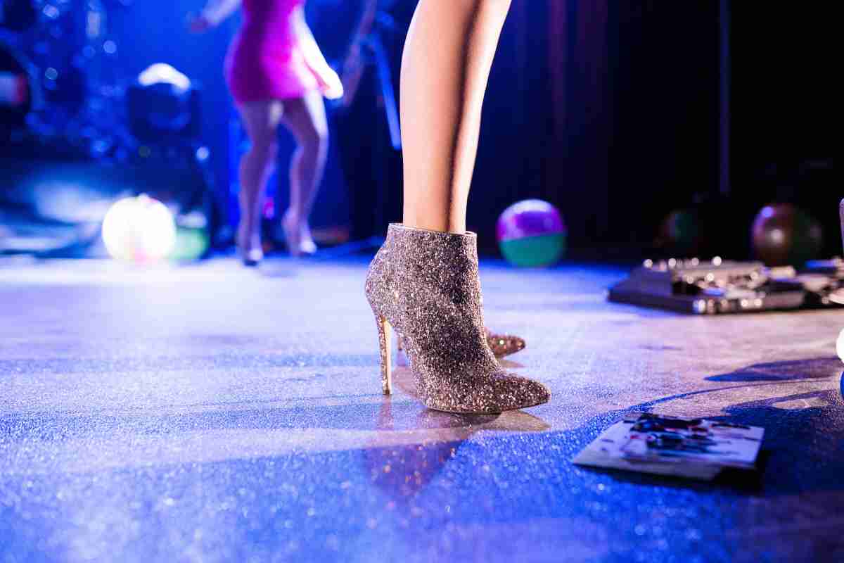 stivaletti glitter con tacco a spillo