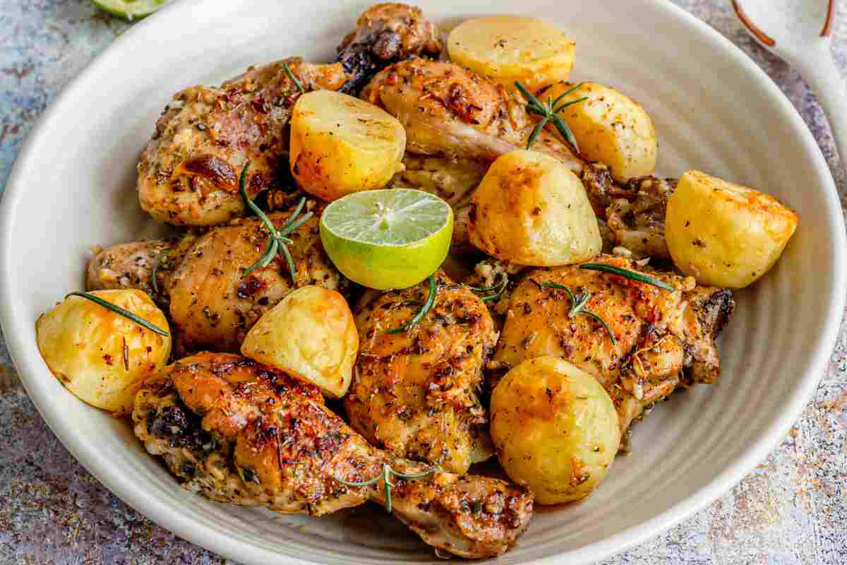 Pollo al forno con patate 