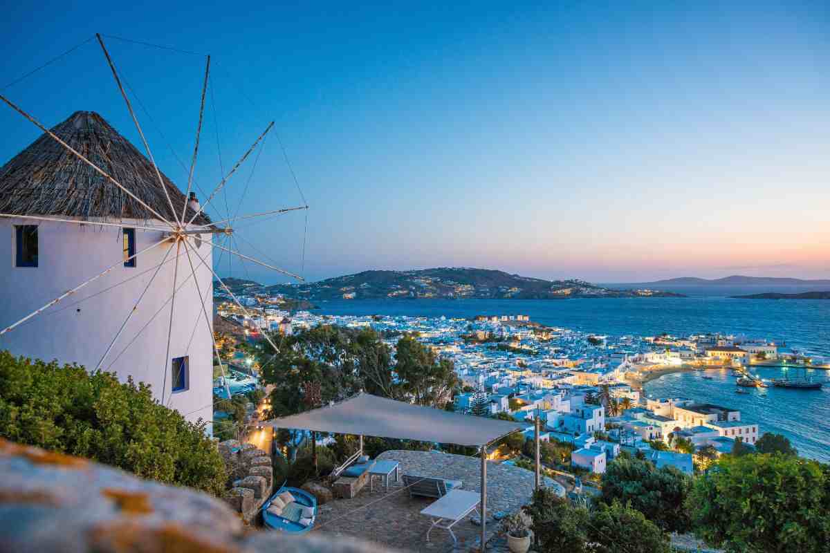 paesaggio di Mykonos in Grecia