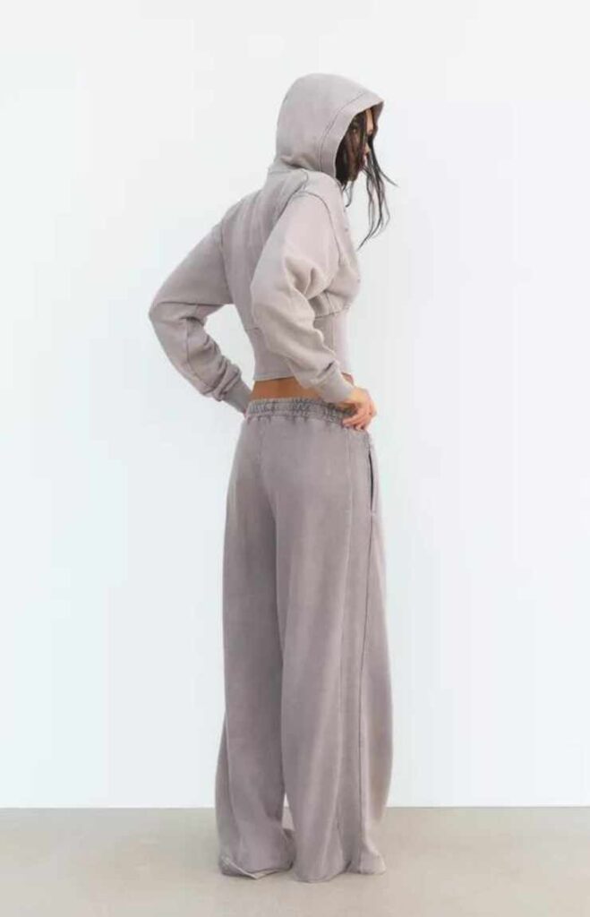 Pantaloni da tailleur a gamba larga nero / grigio donna | Maje