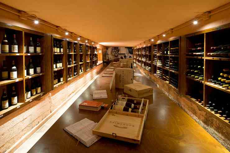 cantina con bottiglie di vino