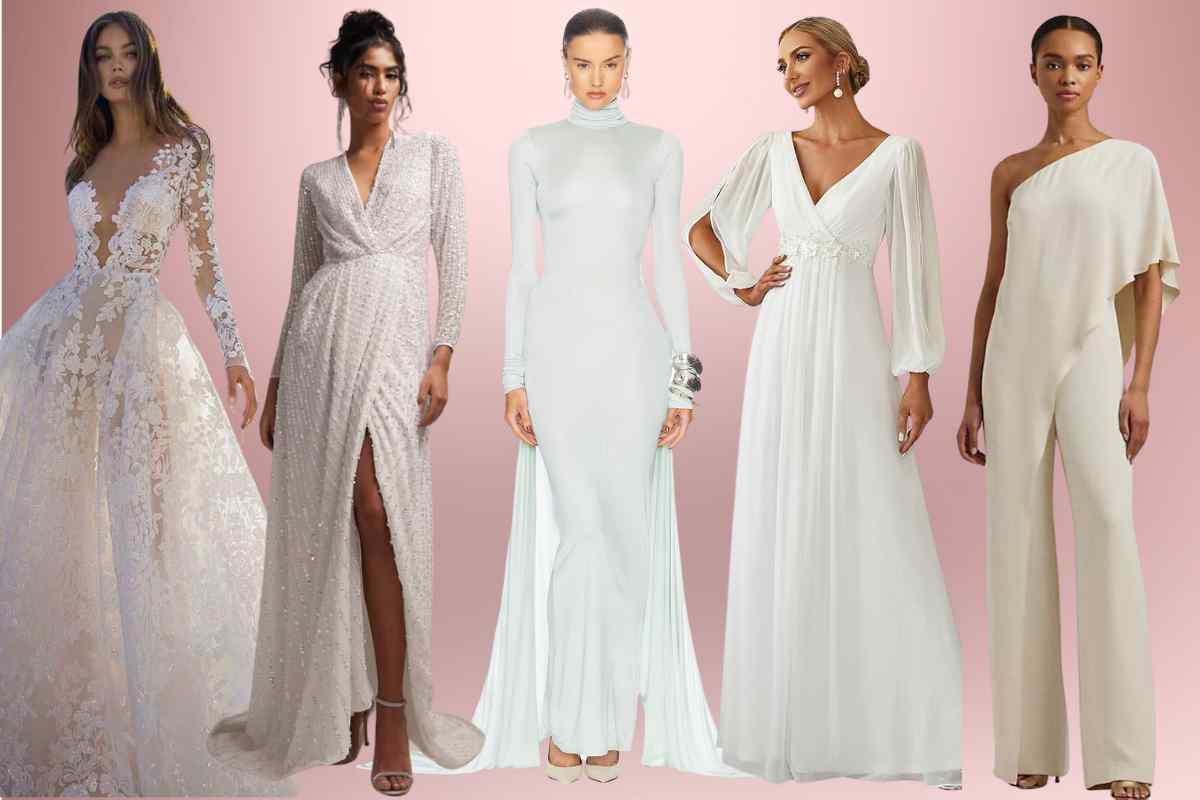 collage foto modelle con abito non da sposa da indossare per il matrimonio
