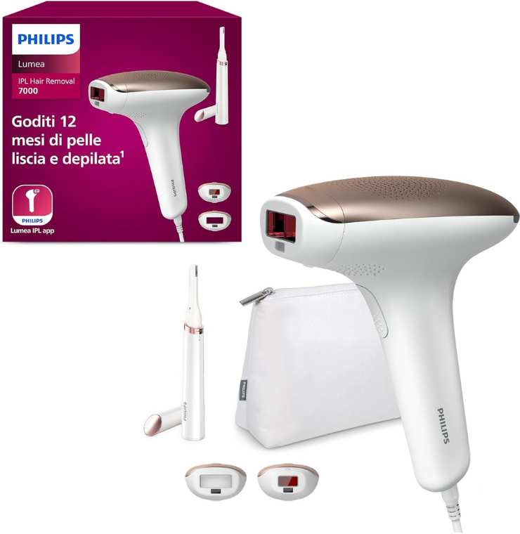 epilatore luce pulsata con scatola e accessori