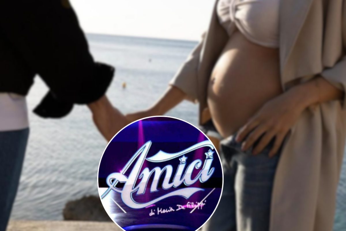 Logo Amici e donna col pancione
