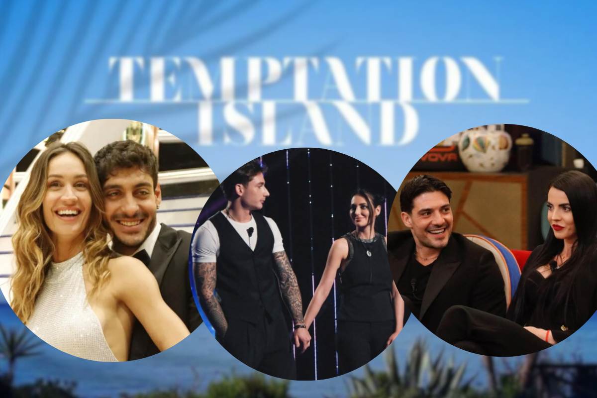 Coppie del Grande Fratello 18 e logo Temptation Island
