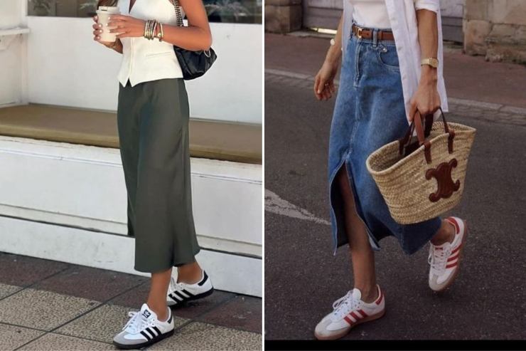 persone con gonna lunga e sneakers