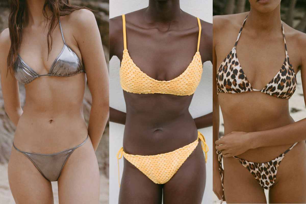 tre modelli di bikini mango in vendita con i saldi al 50%