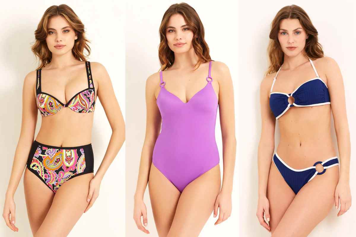tre modelli di costumi yamamay con i saldi al 50%